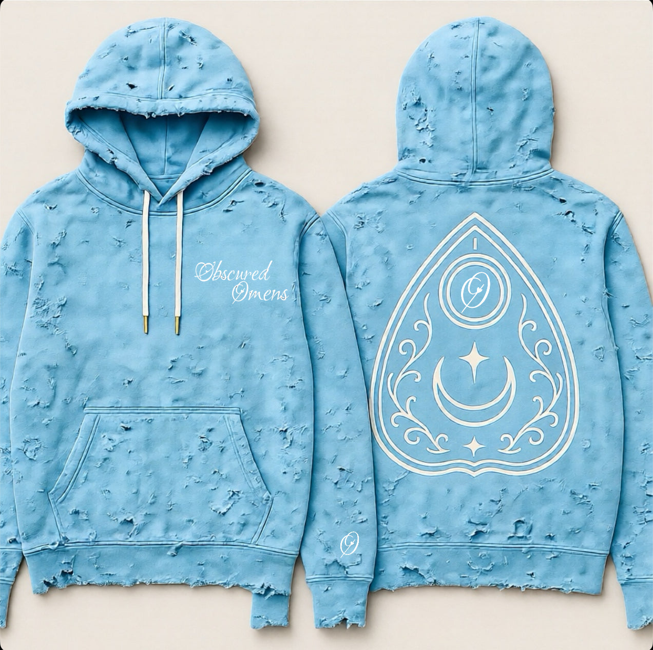 OBSCURED OMENS “PLANCHETTE” PULLOVER HOODIE - POWDER BLUE