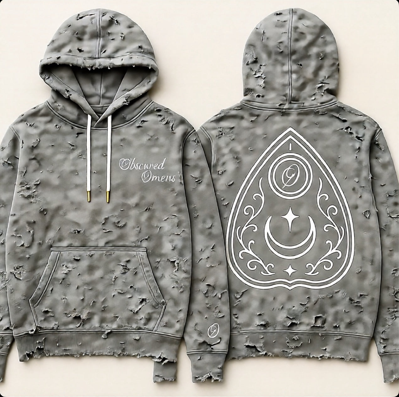 OBSCURED OMENS “PLANCHETTE” PULLOVER HOODIE  - GUNPOWDER GREY